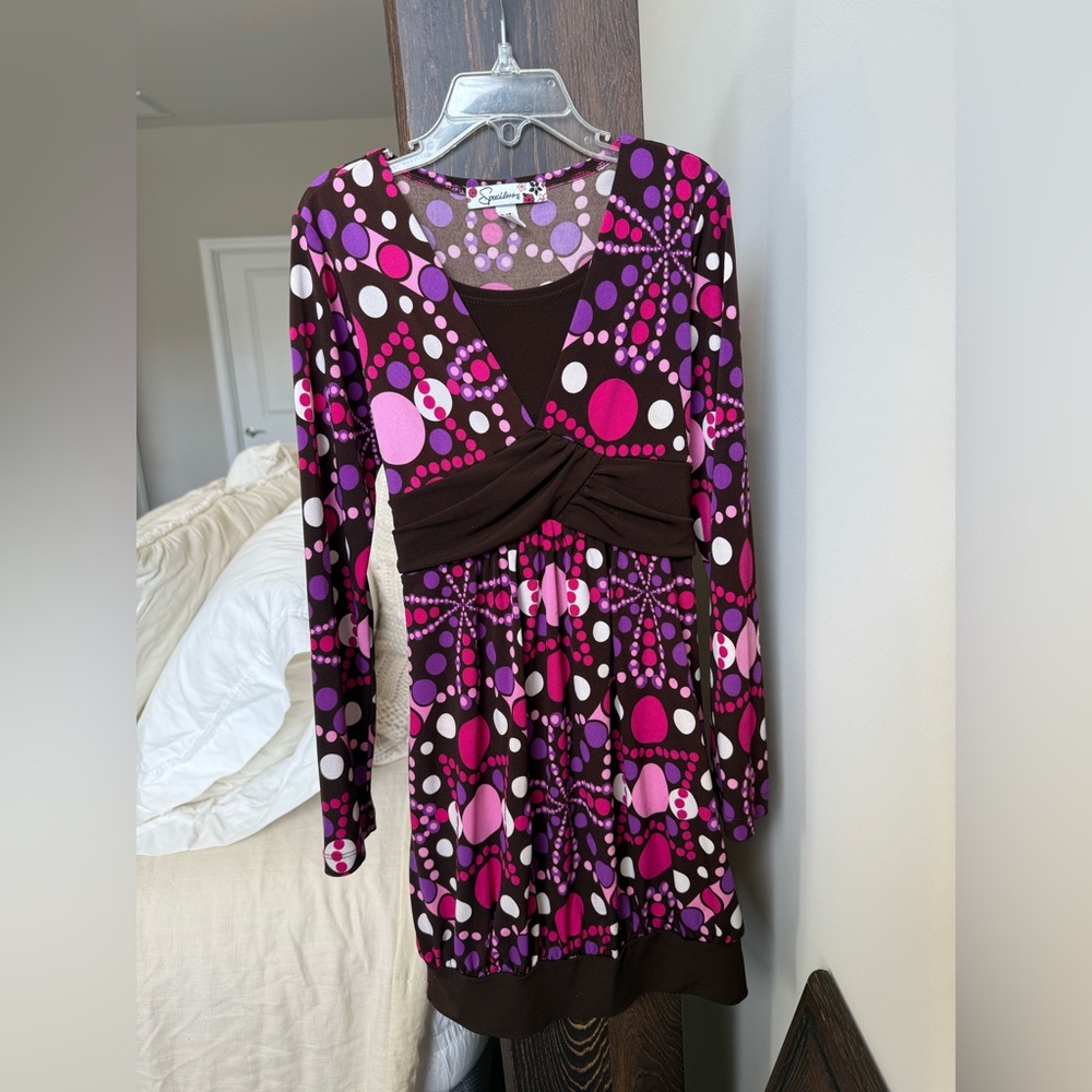 Vintage Y2K Era Speechless Pink and Purple Long Sleeve Dress size 7